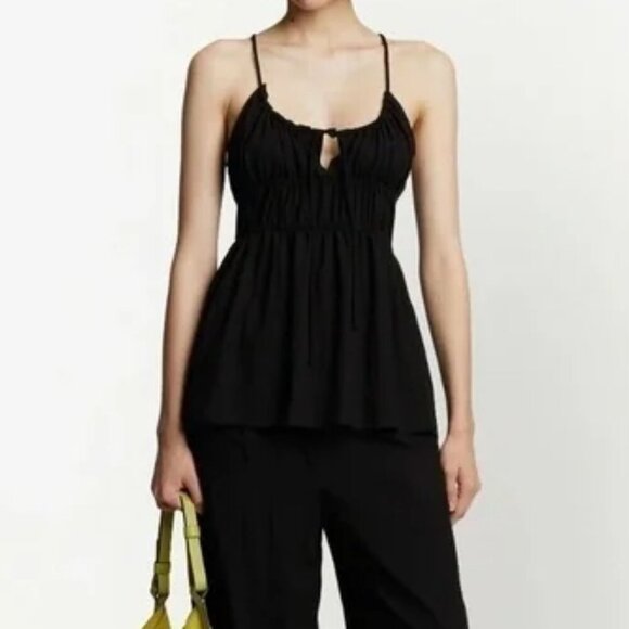 Proenza Schouler Women's Size 4 Black Drapey Suiting Ruched Top - Picture 1 of 8